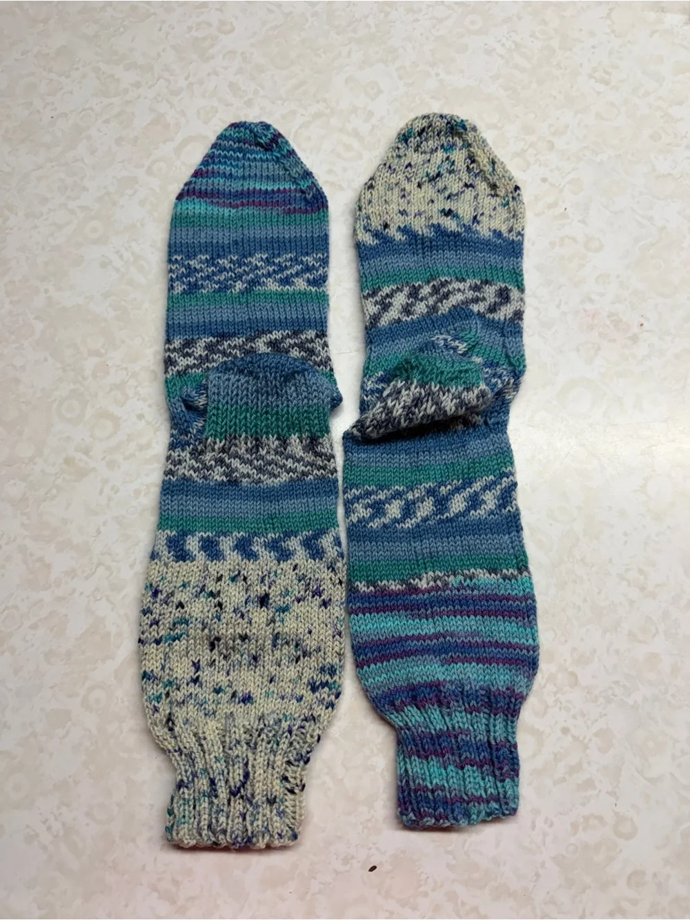 Hand Knit Merino Wool Blend Socks Women's M/L Fraternal OOAK Cozy Cabin